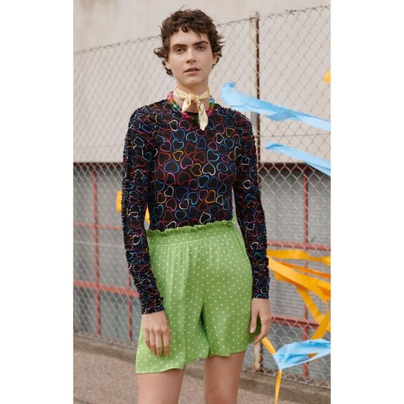 Stine Goya Carlin Printed Jersey Top 1951 Hearts Black Size Small NWT - Picture 2 of 7